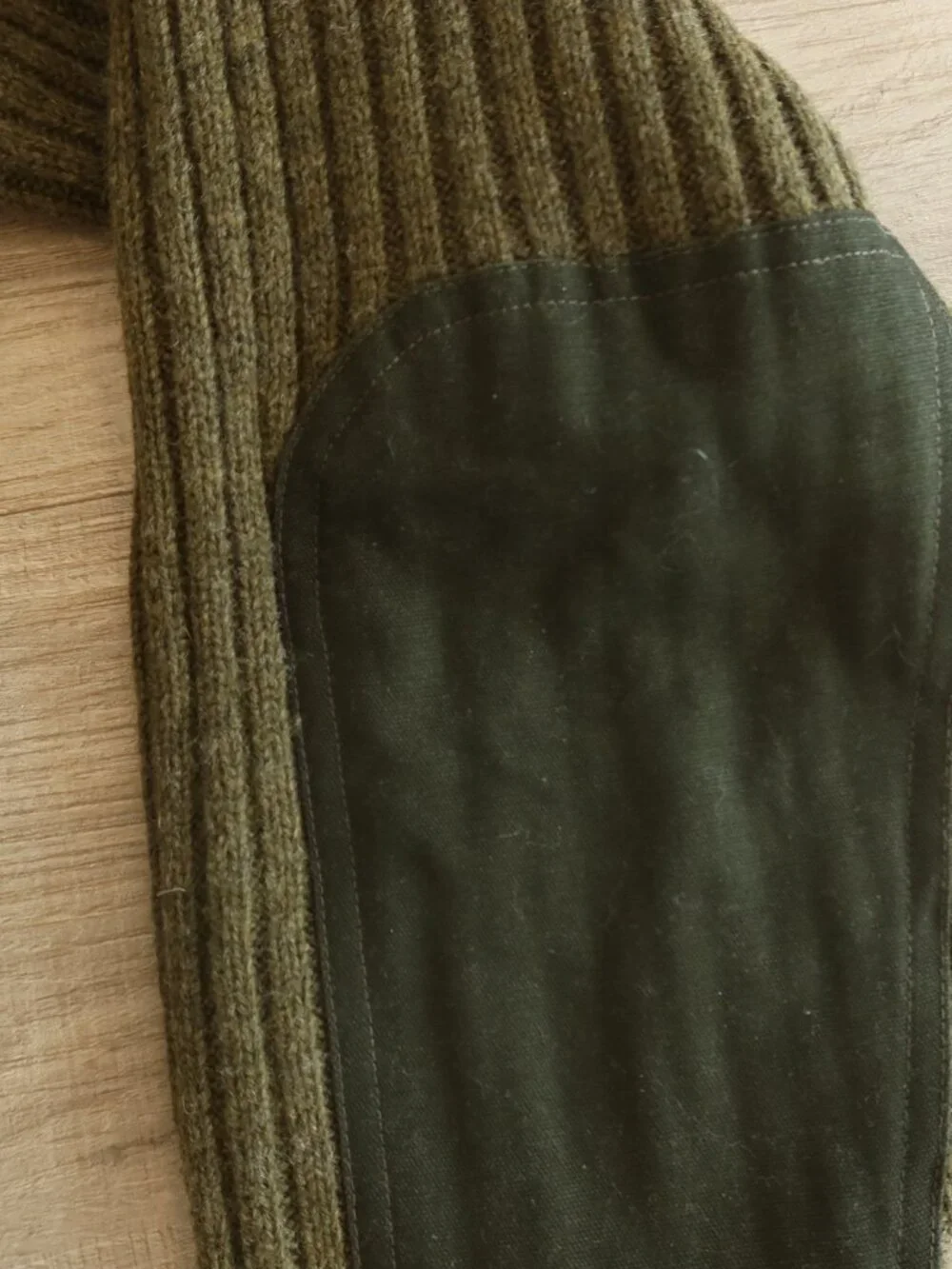 LL Bean Commando Sweater merino wool elbow patch outdoor M layer ribbed military